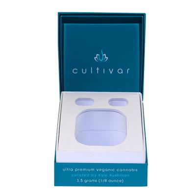 China Blue Rigid Custom Luxury Candle Boxes Flaps Clourse Cardboard Insert for sale