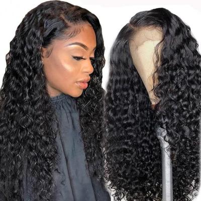 China Long Curly Brazilian Hair HD Full Lace Wig Vendors , Deep Wave 13x4 Lace Front Human Hair Wigs for sale