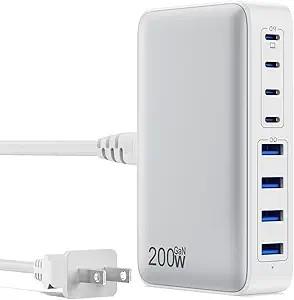 China 200W USB C-oplaadblok GaN 8-poort USB C-snel opladen voor smartphones en tablets Te koop