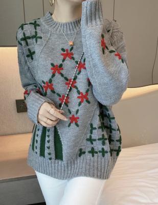 China Fashion Neck Pattern Sweater Pure Color Knitted Sweater, Simple And Elegant High Customized Breathable, Elegant Ladies Sweater for sale