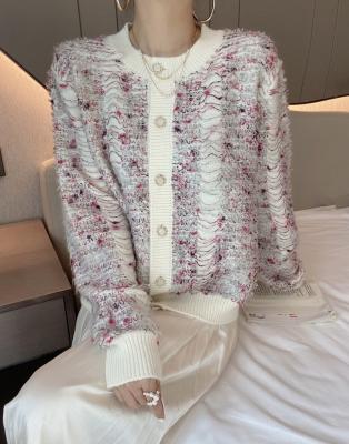 China Fashion Round Neck Sequin Straight Wool Breathable Customized Hand-crocheted Sweater, Knitted Sweater, Elegant Ladies Sweater for sale