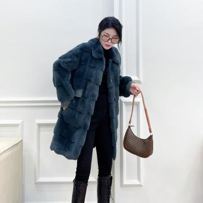 China Winter Viable Women's Fleece Mink Coat Fashion Casual Single Row Lapel Button Cake Dark Coat for sale
