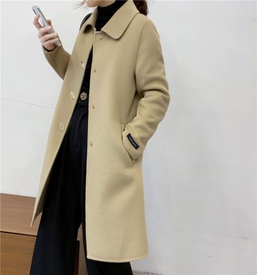 China Retro Style Coat Double Sided Cashmere Handmade Explosive Lapel Straight Decorative Button Ladies Jacket for sale