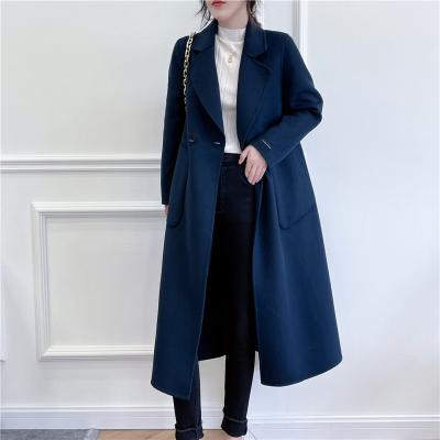 China Customized viable cashmere ladies cashmere coat plaid coat large pocket slim suit mid length collar dishonest coat for sale
