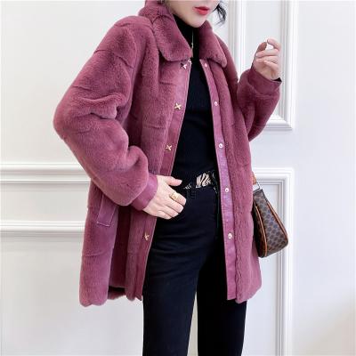 China Viable Women's Button Rivet Lapel Winter Mink Fleece Casual Women's Coat Fashion Mink Fleece Coat for sale