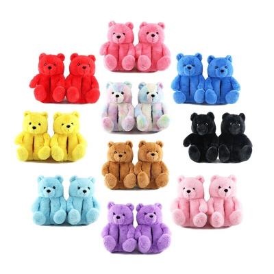 China CUSHIONING teddy bear slippers 2021 new winter wholesale warm plush style slippers house lovely black teddy bear slippers for women girls for sale