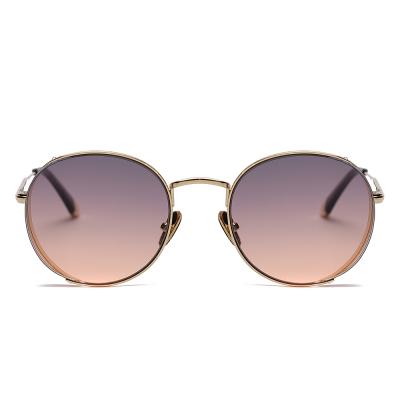 China Round Metal Frame Fashion Sunglasses Unisex High Quality Nylon Lens Motorcycles Full Shade Sun Glasses Men UV400 for sale