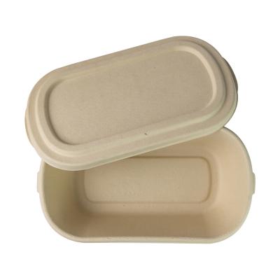 Chine 800ml conteneurs de empaquetage jetables rectangulaires, boîte en bambou de pulpe de papier de fibre à vendre