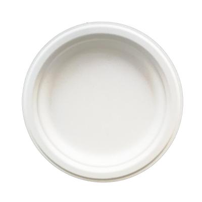 Chine Bagasse jetable compostable de 6 de pouce plats de dessert autour de la plaque à papier à vendre