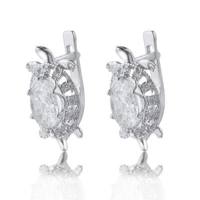China Fashion 925 Sterling Silver Bling White Zircon Turtle Earrings Design Jewelry RTS 2021 Hiphop Chosen New For Women Jewelry for sale