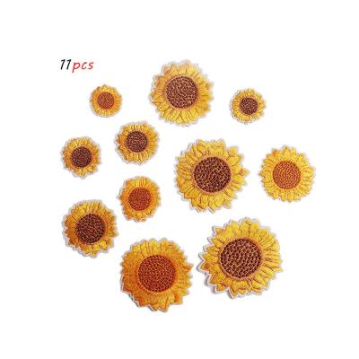 China Handmade Wholesale Patch Custom Iron On Sunflower Embroidered Patch for sale