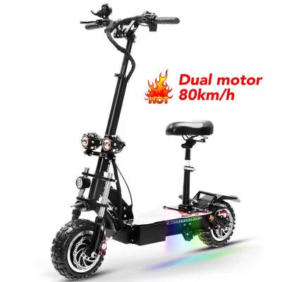 China Unisex Dual Tire 11Inch 85km/h Foldable Waterproof Powerful High Speed Motor 5600W Fat Off Road Electric Scooters 5600w for sale