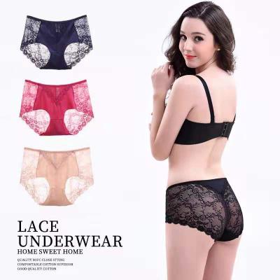 China Hot Selling Women's Breathable Underwear Seamless Invisible Bikini Lace Plus Size Underwear Panties for sale