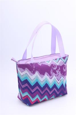 China Purple Waves Printing Insulated Girls' Lunch Tote Measured 23 * 11 * 20cm for sale