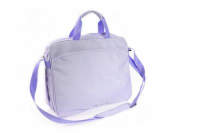 China Stylish Ladies Computer Bag Briefcase Light Purple 600D Polyester Soft Case for sale
