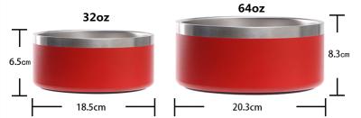 China Stocked 32oz 64oz Customized Logo Stainless Steel Dog Bowl Non Skid Pet Powder Coated Cat Bowl Dish for sale