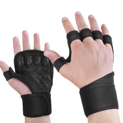 China Non Slip Fitness Anti Slip Bandage Workout Exercise Weightlifting Gloves Adjustable Unisex Gym For Men for sale