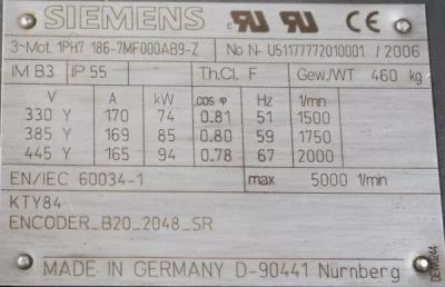 China 7MF00-0AB9-Z Siemens 1PH7186-7MF00-0AB9-Z Asynchronous Motor 1PH7 Machine Tools for sale