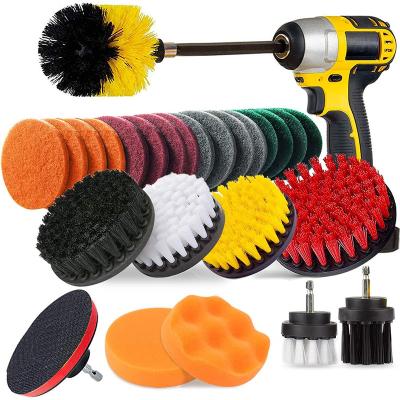 China Sustainable Factory Price 27 PCS Power Scrubber DrillBrushes Set Cleaning Tool Brush For Cleaning Kitchen Car for sale
