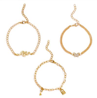 China Handmade Crystal Heart Locket Pendant Anklet FASHIONABLE Bohemian Multilayer Foot Chain Butterfly Bead Bracelet for sale