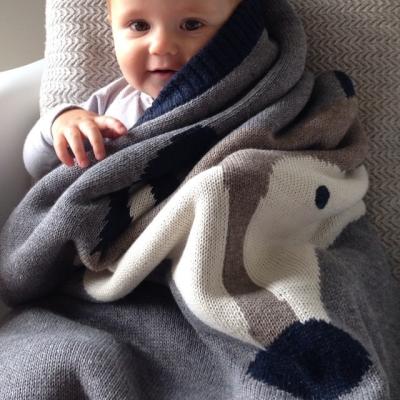 China High End Sustainable High Quality Fox Pattern Baby Cotton Cute High End Blanket for sale