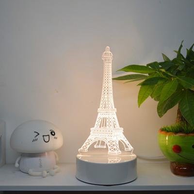 China Modern 3D Illusion Night Light Eiffel Tower Shape LED Table Lamp For Kids Buyer 2 for sale