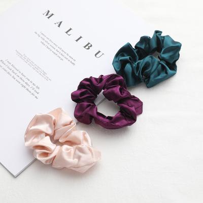 China HA001B silk satin wedding gift little navy blue blush elastic rubber hairbands women girls hair accessories elastic ponytail holder hair band for sale