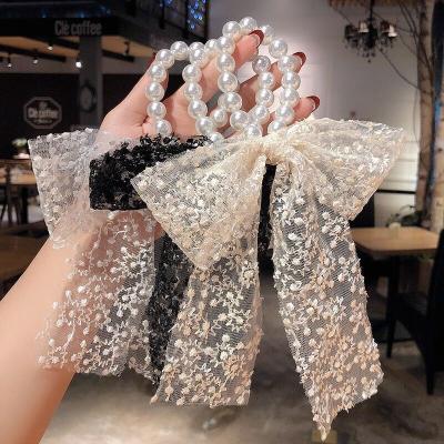 China HA002A Popular Fancy Gorgeous Women's or Girl's Lace Princess and Pearl Bridal Hair Band Wedding Hair Accessories Headbands with Bow for sale