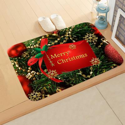 China CP002B New Cute Elk Santa Decoration Christmas Kitchen Living Room Hotel Waterproof Floor Mat Home Pattern Anti Slip for sale