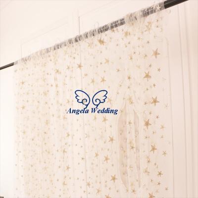 China BC007A photography birthday party champagne gold embroidery star lace backdrop curtain custom wedding panel BC007A for sale