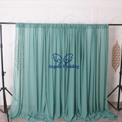 China Custom BC003F Birthday Party Wedding Photography Chiffon Backdrop Green Blue Lilac Curtain with Rod Pocket BC003F for sale