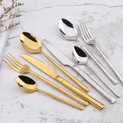 China Viable Classic Premium Gold Stainless Steel Knight 304 Steak Knife Spoon Knife Black Titanium Plated Set for sale