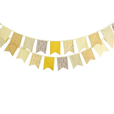 China Yiwu 2021 New Yellow Cotton Cloth Swallow Children's Birthday And Photography Background Banner Wedding Hanging Banner for sale