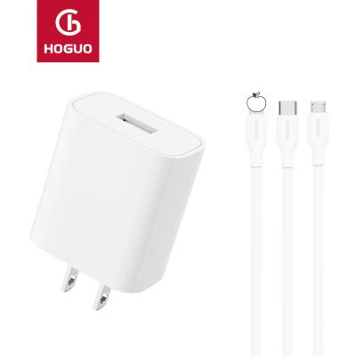 China HOGUO Mobile Phone Charger QC3.0 18W Usb Charger And Fast Data Line Combination M03 for sale