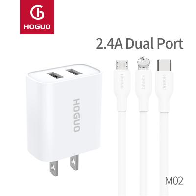 China HOGUO Mobile Phone Dual 2 USB Charger 2.4A Charger M02 for sale