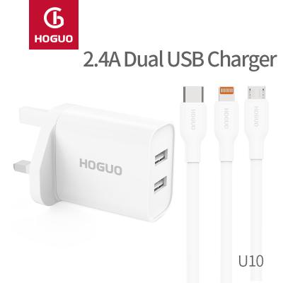 China Mobile Phone Charger 2.4A Dual USB Charger And Data Line Combination for sale
