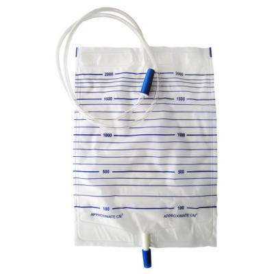 China China PVC Urine Bag With Pull - Push Valve 2000ml With 90cm Piping Urine Bag Urine Collection Bags for sale