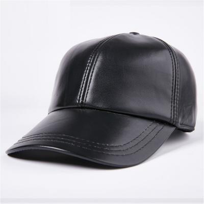 China H564 Solid Color Picture Adjustable Male Warm Hats Baseball Cap Trucker Genuine Leather Hat for sale