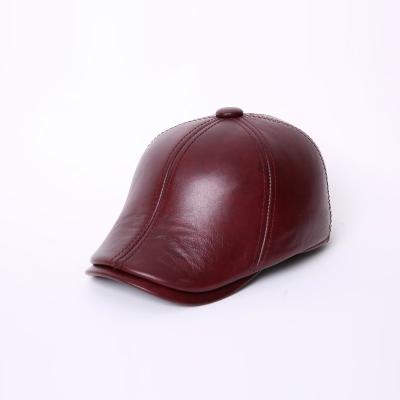 China Dropshipping genuine leather hat beret hat picture H504 Earflap hat cowhide leisure hats winter leather warm outdoor men for sale