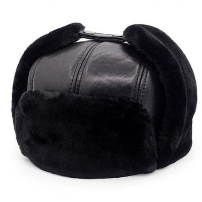 China Picture H511 Plus Winter Warm Warm Hats Sheepskin Velvet Hat Bomber Hat Outdoor Genuine Leather Leather Earflap Hat for sale