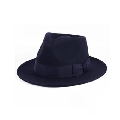 China The Picture Wool Fedora Hat Wide Brim Fedoras Unisex Hat Gentleman Felt Fedora Hats Male Retro Ribbon Stylish Fashion Pitcher Hats for sale