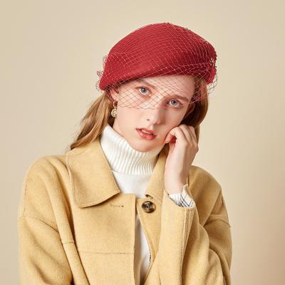 China X5126 COMMON Adult Beanie Hat Women Felt Wool Party Hats Veil To Decorate Felt Hats Woman Hats Fits Size Stylish Fancinators Hat for sale