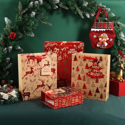 China Recycled Materials Ornaments Shopping Decorations Paper Large Gift Bag Christmas Sublimation Bag for sale