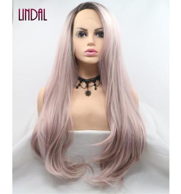 China Other LINDAL futura wig seller ombre wave lace front wig synthetic deep soft japanese fiber futura synthetic wave wigs for sale