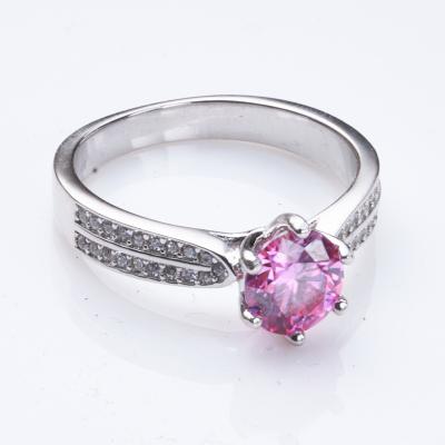 China Real CLASSIC moissanite rings pass 925 sterling silver diamond tester for fine lady charm 1 CT PINK color moissanite jewelry rings for sale