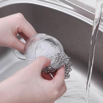 China 4 Inch 304 Welded Kitchen Chainmail Stainless Steel Scrubber / Cast Iron Cookware Filters Scrubber for sale