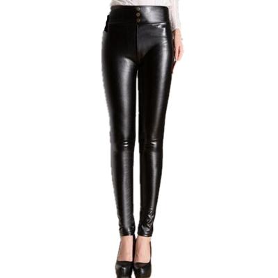 China fashion high waist pu leather 3 design-choice black leggings leather women trousers for sale