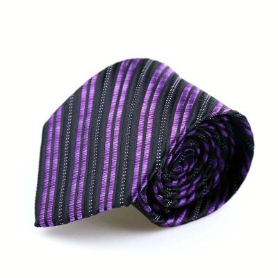 China 100% Custom Silk Handmade Jacquard Woven Ties Luxury Purple Stripes Tie for sale