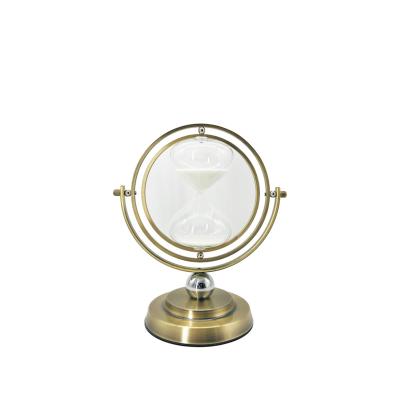 China Art Decor Hot Sale Rotatable Antique Globe Metal Hourglass Timer Sand Timer Clock for sale