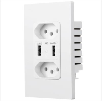 China USB smart tomada tomada de parede Para o Brazil de Carregador USB de telefone de Para de Carregador USB plug 5V 4.8A TR Chip Receptaculo for sale